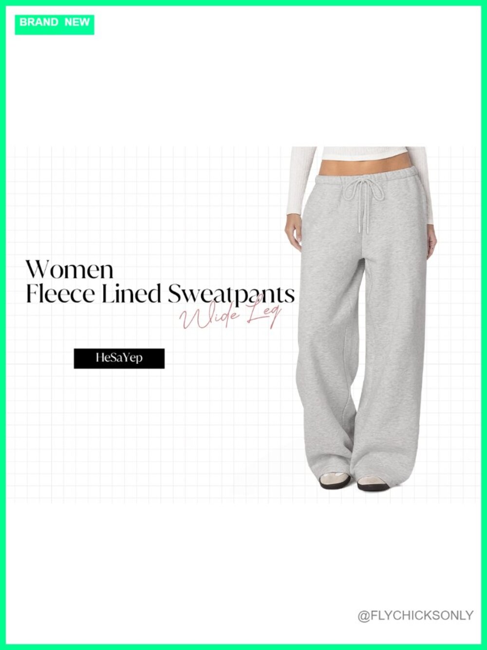Fleece Lined Wide Leg Sweatpants with Pockets High Rise Baggy - Picture 7 of 7